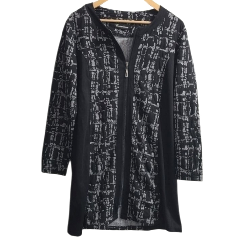 TRÏBE Full zippered Black & Gray Dress Jacket Coat Size Small NWT